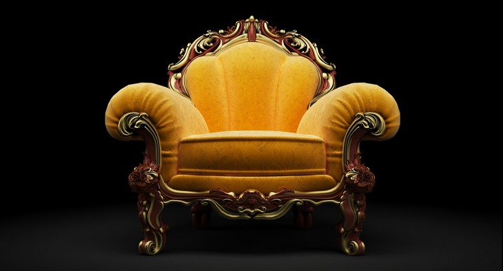 Old-fashioned chair on black background 3D render
